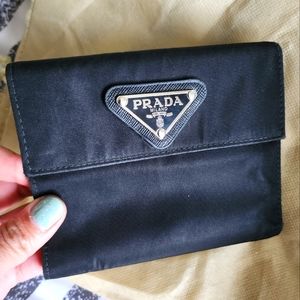 Prada Nylon Leather Trifold Wallet